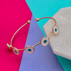 Copper Enamel Round White Gold Evil Eye Bangle Cuff Kada Kids