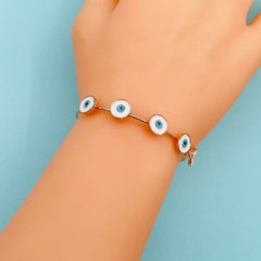 Copper Enamel Round White Gold Evil Eye Bangle Cuff Kada Kids