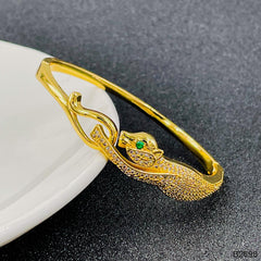 Running Panther Cubic Zirconia Gold Openable Bangle Kada For Women