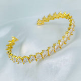 Pear Drop Cubic Zirconia Crystal Gold Bangle Kada Cuff for Women