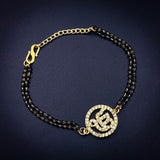 Ek Onkar Copper Gold Black Beads Hand Mangalsutra For Women