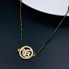 Ek Onkar Copper Gold Black Beads Neck Mangalsutra For Women