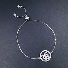 Ek Onkar Rose Gold Copper Cubic Zirconia Adjustable Slider Bracelet for Women