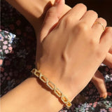 Stylish Copper Cubic Zirconia Gold Kada Bangle Bracelet For Women