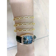 Stylish Copper Cubic Zirconia Gold Kada Bangle Bracelet For Women