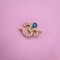 Copper Om Aum Evil Eye Cubic Zirconia Gold Adjustable Slider Bracelet