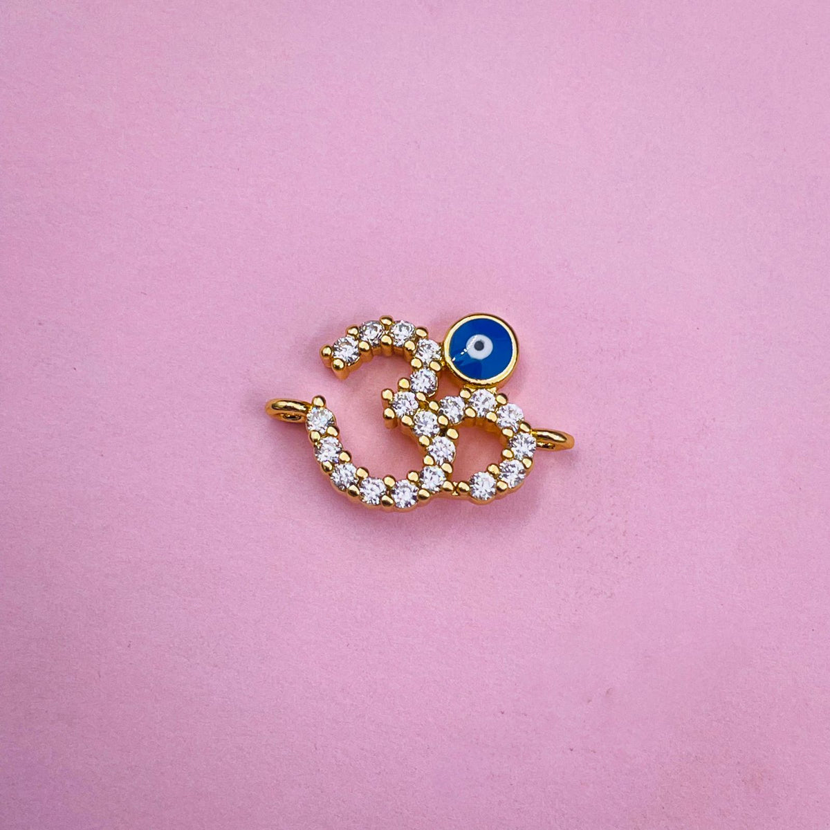 Copper Gold Aum Om Evil Eye Cubic Zirconia Charm Accessories Women