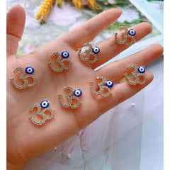 Copper Gold Aum Om Evil Eye Cubic Zirconia Charm Accessories Women