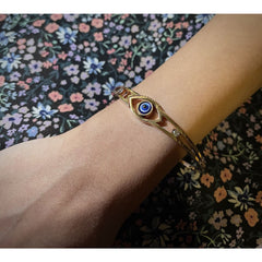 Cubic Zirconia Evil Eye Rose Gold Stainless Steel Bangle Kada Women