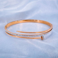 Gothic Nail CZ Rose Gold Stainless Steel Openable Kada
