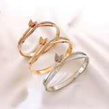 Butterfly Cubic Zirconia Rose Gold Stainless Steel Openable Kada For Women