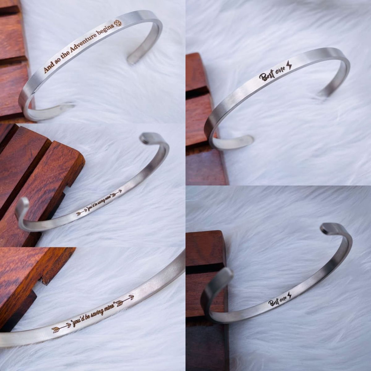 5mm Matte Finish 316 Surgical Stainless Steel Customized Personalised Laser Engraved Free Size Cuff Kada Bangle Bracelet Unisex