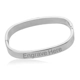 8mm Square Personalized Engraved Stainless Steel Openable Kada Bangle Men