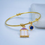 Copper Gold Crystal Enamel Purple White Bangle Bracelet Kada Women