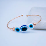Copper Gold Black Blue Evil Eye Adjustable Bangle Kada Cuff For Women