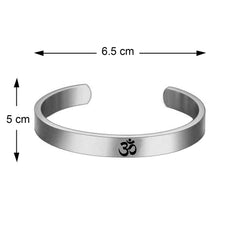 Stainless Steel Silver Om Engraved Bangle Cuff Kada For Men.