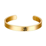 Stainless Steel Gold Om Engraved Bangle Cuff Kada For Men