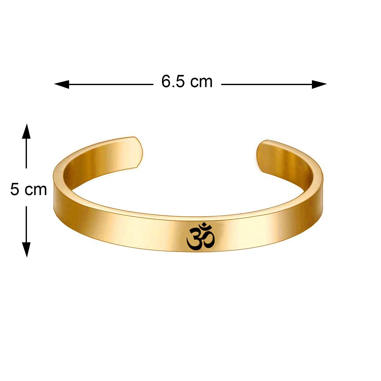 Stainless Steel Gold Om Engraved Cuff Kada For Men