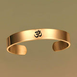 Stainless Steel Gold Om Engraved Cuff Kada For Men