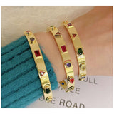 Fancy Shapes Multi color Zircon 18K Gold Copper Cuff Kada for Women