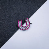 Horse Shoe Copper Cubic Zirconia Pink Black Adjustable Slider Bracelet