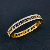 Roman Cubic Zirconia Gold Stainless Steel Openable Kada For Women
