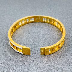 Roman Cubic Zirconia Gold Stainless Steel Openable Kada For Women