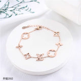 Stainless Steel Rose Gold Clover Link Bracelet For Women