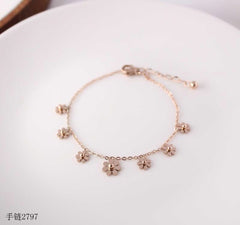 Stainless Steel Rose Gold Flower Link Chain Bracelet For Women