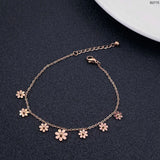 Stainless Steel Rose Gold Flower Link Chain Bracelet For Women