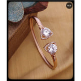 Stainless Steel Cubic Zirconia Rose Gold Bangle Kada Cuff For Women