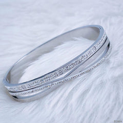 Criss Cross Screw Cubic Zirconia Rose Gold Stainless Steel Kada Women