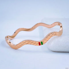 Twisted Curly Silver Stainless Steel Enamel Openable Kada Bracelet