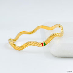 Twisted Curly Silver Stainless Steel Enamel Openable Kada Bracelet