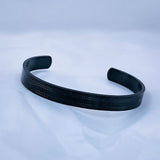 Etched Layer Stainless Steel Black Silver Bracelet Bangle Cuff Men