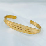 Id Dual Line 316L Stainless Steel Gold Bracelet Bangle Cuff For Men
