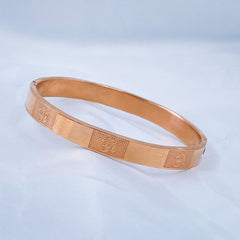 Om Engrave 316L Stainless Steel Rose Gold Bracelet Bangle Kada For Men