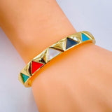 Copper Triangle Multicolour Gold Openable Bangle Cuff For Women