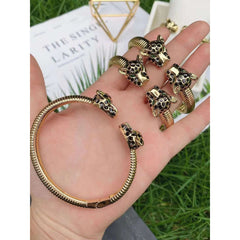 Copper Cubic Zirconia panther Gold Black Openable Bangle Cuff Women