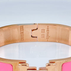 Stainless Steel Rose Gold Pink Enamel H Opeanble Bangle Kada For Women