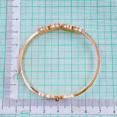 Stainless Steel Rose Gold Pink Enamel H Opeanble Bangle Kada For Women