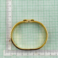 Stainless Steel Gold Pink Enamel H Bangle Kada For Women