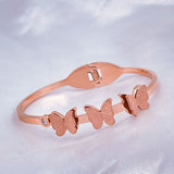 Stainless Steel Rose Gold Cubic Zirconia Butterfly Bangle Kada For Women
