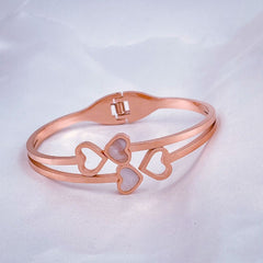Stainless Steel Rose Gold Mother Of Pearl Heart Bangle Kada Women