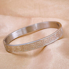 Stainless Steel Ying Yang Silver Openable Bangle Kada For Men