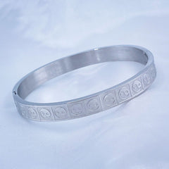 Stainless Steel Ying Yang Silver Openable Bangle Kada For Men