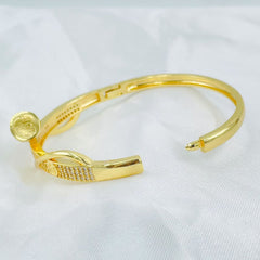 Copper Double Layer Screw Nail Cubic Zirconia 18K Gold Openable Kada For Women