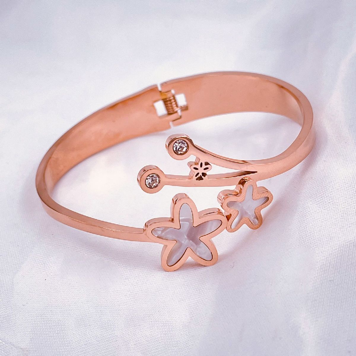 Flower Star Rose Gold Stainless Steel Bracelet For Women