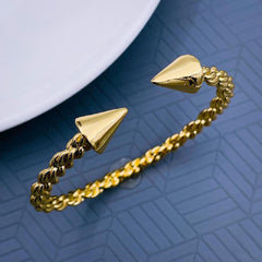 Nail Twisted 18K Gold Copper Adjustable Bangle Cuff For Women