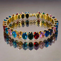 Multi Color Oval Cubic Zirconia Copper Free Size Bangle Kada for Women